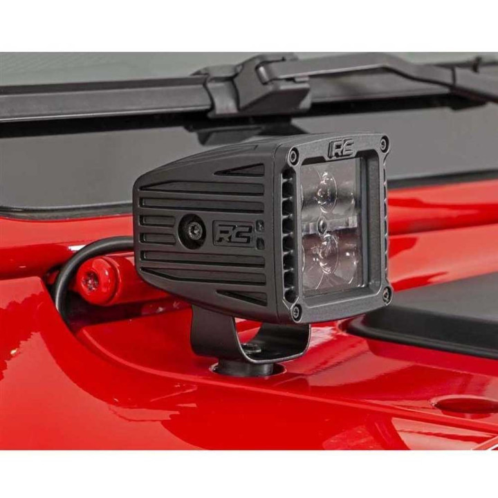 EC Approved LED Projector Integration Kit for Hood, Rough Country LED lights 2" square Black Series, Jeep Gladiator / Wrangler 2