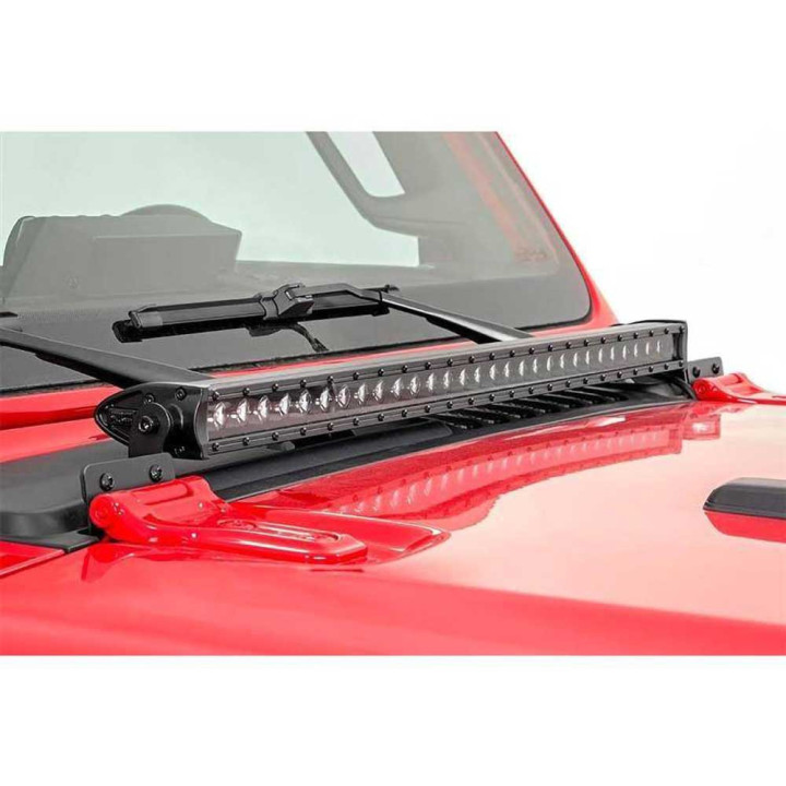 Kit de Integrare Proiectoare LED Omologate Pentru Capotă, Rough Country LED light bar 30" Black Series, Jeep Gladiator / Wrangle