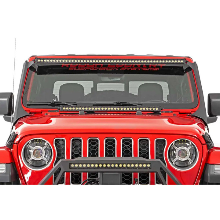 Kit de Integrare Proiectoare LED Omologate Pentru Parbriz, Rough Country LED light bar 50 " white DRL with windshield light moun