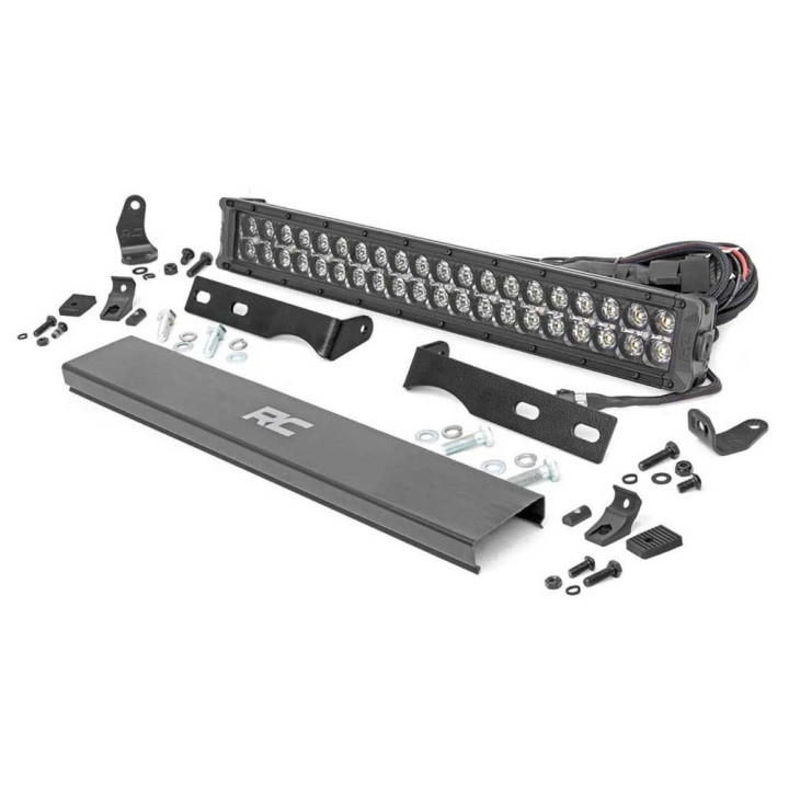 Kit de Integrare Proiectoare LED Omologate Pentru Bara Față, Rough Country LED hidden bumper kit light bar 20" White DRL Black S