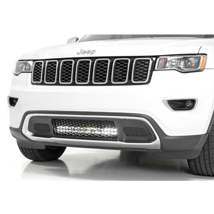 Kit de Integrare Proiectoare LED Omologate Pentru Bara Față, Rough Country LED hidden bumper kit light bar 20" White DRL Black S