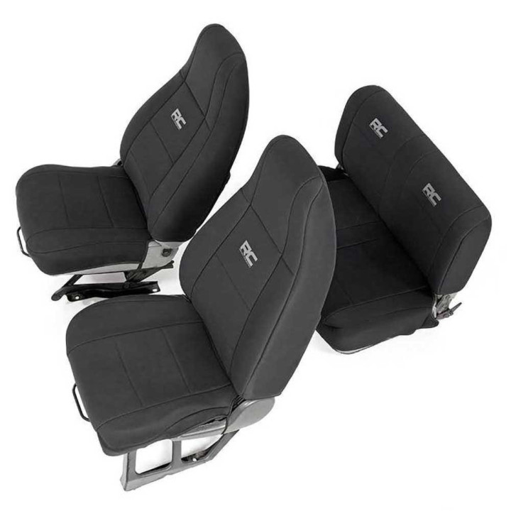 Set Huse Scaun Neopren Negru, Rough Country, Jeep Wrangler 1987 - 1995 - EDK.ro