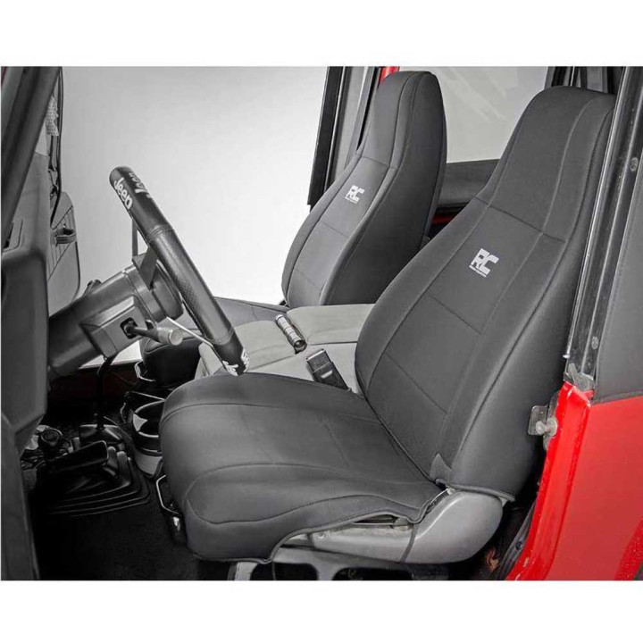 Seat Cover Set Neoprene Black, Rough Country, Jeep Wrangler 1987 - 1995 - EDK.ro