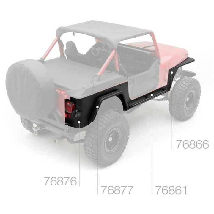 Rear Armor Corner Guards, Smittybilt XRC, Jeep Wrangler 1987 - 1995 - EDK.ro