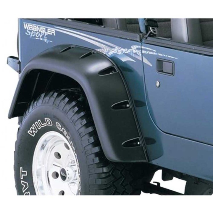 Front and Rear Fender Flares, Bushwacker Cut-Out Style, Jeep Wrangler 1987 - 1995 - EDK.ro