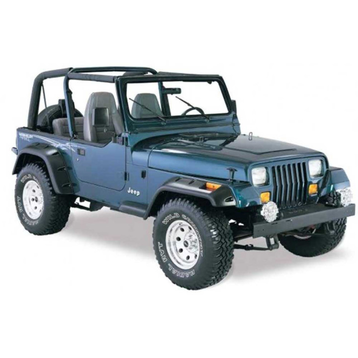 Front and Rear Fender Flares, Bushwacker Cut-Out Style, Jeep Wrangler 1987 - 1995 - EDK.ro