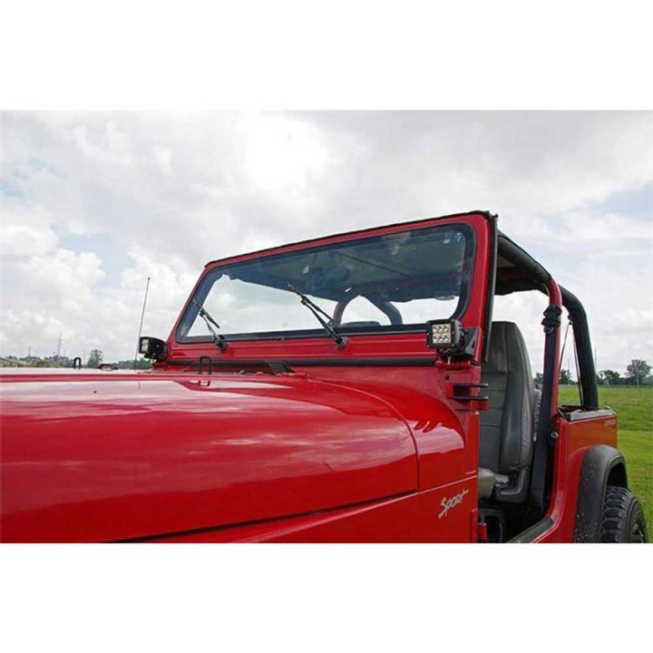 Kit de Integrare Proiectoare LED Omologate Pentru Parbriz, Rough Country Lower windshield light mounts, Jeep Wrangler 1987 - 199