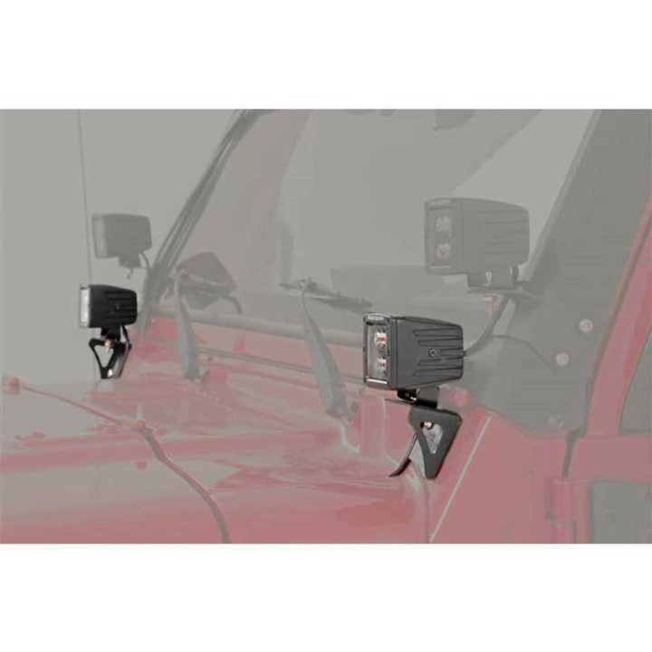 EC Approved LED Projector Integration Kit for Windshield, Rough Country Lower windshield light mounts, Jeep Wrangler 1997 - 2006