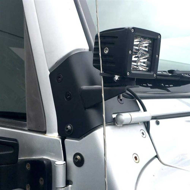 Kit de Integrare Proiectoare LED Omologate Pentru Parbriz, Smittybilt Windshield hinge light brackets, Jeep Wrangler 1997 - 2006