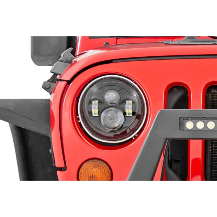 Faruri Față LED 7 Inch, Rough Country, Jeep Wrangler 1997 - 2018 - EDK.ro