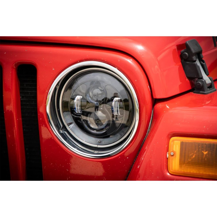 Headlights LED 7 Inch Front, Rough Country, Jeep Wrangler 1997 - 2018 - EDK.ro