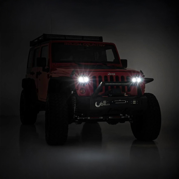 Faruri Față LED 7 Inch, Rough Country, Jeep Wrangler 1997 - 2018 - EDK.ro