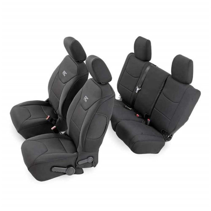 Seat Cover Set Neoprene Black, Rough Country, Jeep Wrangler 2007 - 2018 - EDK.ro