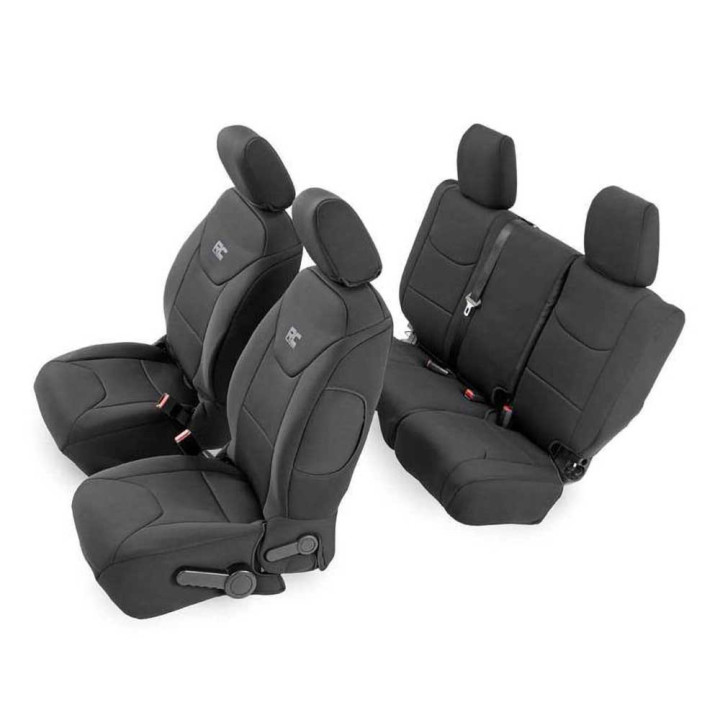 Seat Cover Set Neoprene Black, Rough Country, Jeep Wrangler 2007 - 2018 - EDK.ro