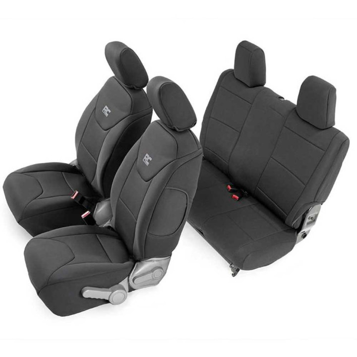 Set Huse Scaun Neopren Negru, Rough Country, Jeep Wrangler 2007 - 2018 - EDK.ro