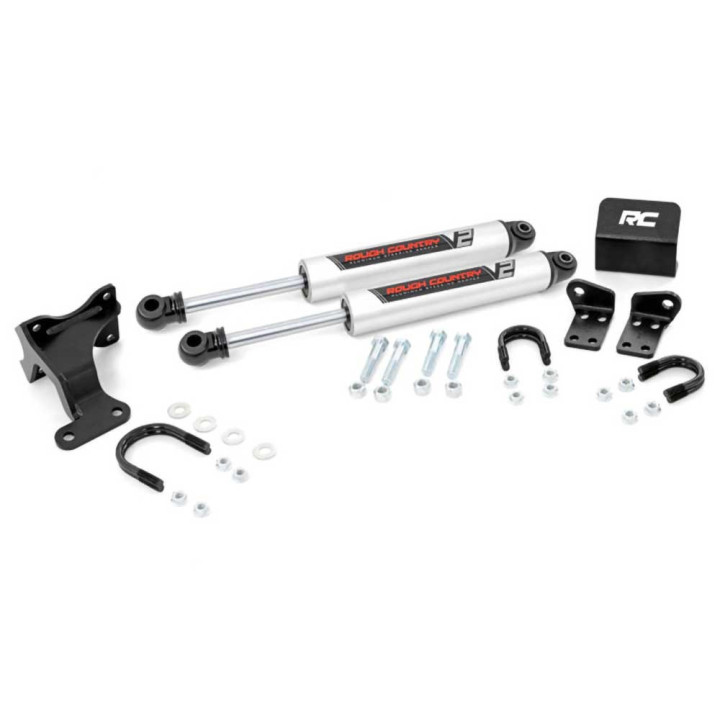 Stabilizator de Direcție Dublu, Rough Country V2 Lift 2-8 Inch, Jeep Wrangler 2007 - 2018 - EDK.ro