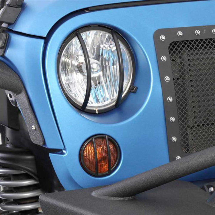 Bare de Protecție Față Euro Light Oțel Negru, Smittybilt, Jeep Wrangler 2007 - 2018 - EDK.ro