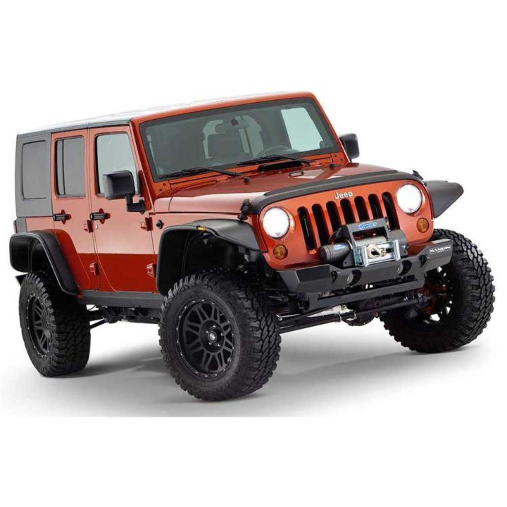 Front and Rear Fender Flares Standard Coverage, Bushwacker Flat Style, Jeep Wrangler 2007 - 2018 - EDK.ro