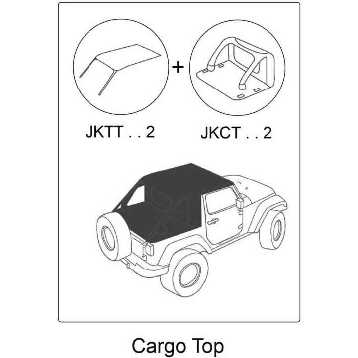 Complete Roof Cover Cargo, Suntop, Jeep Wrangler 2007 - 2018 - EDK.ro