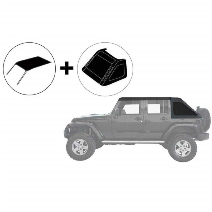 Complete Roof Cover Fastback Bowless, Suntop, Jeep Wrangler 2007 - 2018 - EDK.ro