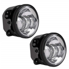 LED Fog Lights Round Chrome 4.5 Inch, JW Speaker 6145 J Series, Jeep Wrangler 2007 - 2018 - EDK.ro