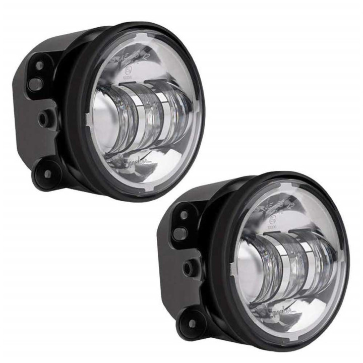 LED Fog Lights Round Chrome 4.5 Inch, JW Speaker 6145 J Series, Jeep Wrangler 2007 - 2018 - EDK.ro