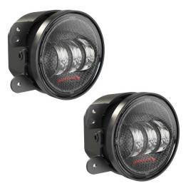 LED Fog Lights Round Carbon 4 Inch, JW Speaker 6145 J2 Series, Jeep Wrangler 2007 - 2018 - EDK.ro