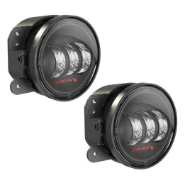 LED Fog Lights Round Black 4 Inch, JW Speaker 6145 J2 Series, Jeep Wrangler 2007 - 2018 - EDK.ro