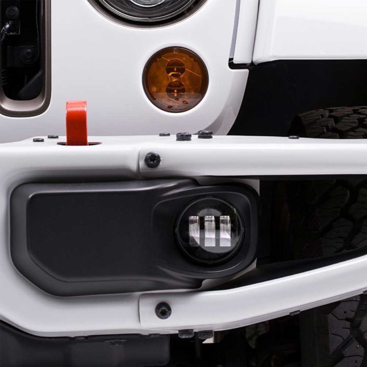 LED Fog Lights Round Black 4 Inch, JW Speaker 6145 J2 Series, Jeep Wrangler 2007 - 2018 - EDK.ro