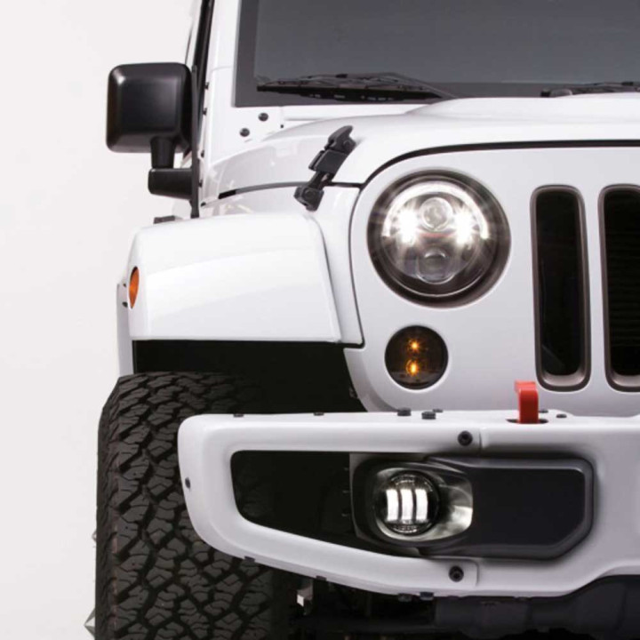 LED Fog Lights Round Black 4 Inch, JW Speaker 6145 J2 Series, Jeep Wrangler 2007 - 2018 - EDK.ro