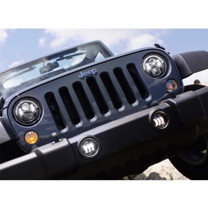 LED Fog Lights Round Black 4 Inch, JW Speaker 6145 J2 Series, Jeep Wrangler 2007 - 2018 - EDK.ro