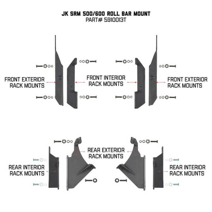 Mounting Kit for SRM Rack Factory Hard Top, Go Rhino, Jeep Wrangler 2007 - 2018 - EDK.ro