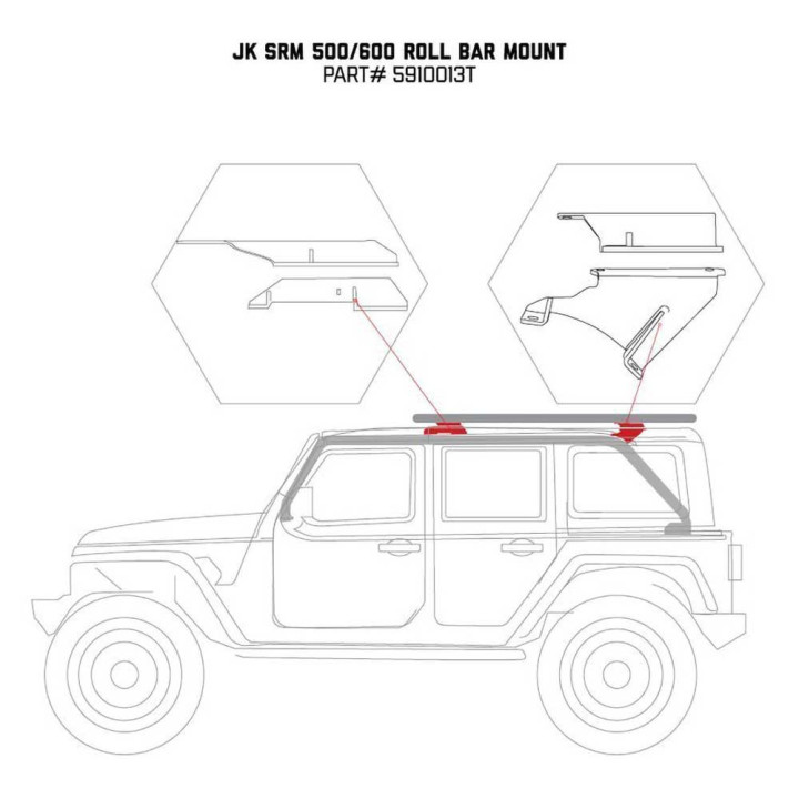 Mounting Kit for SRM Rack Factory Hard Top, Go Rhino, Jeep Wrangler 2007 - 2018 - EDK.ro