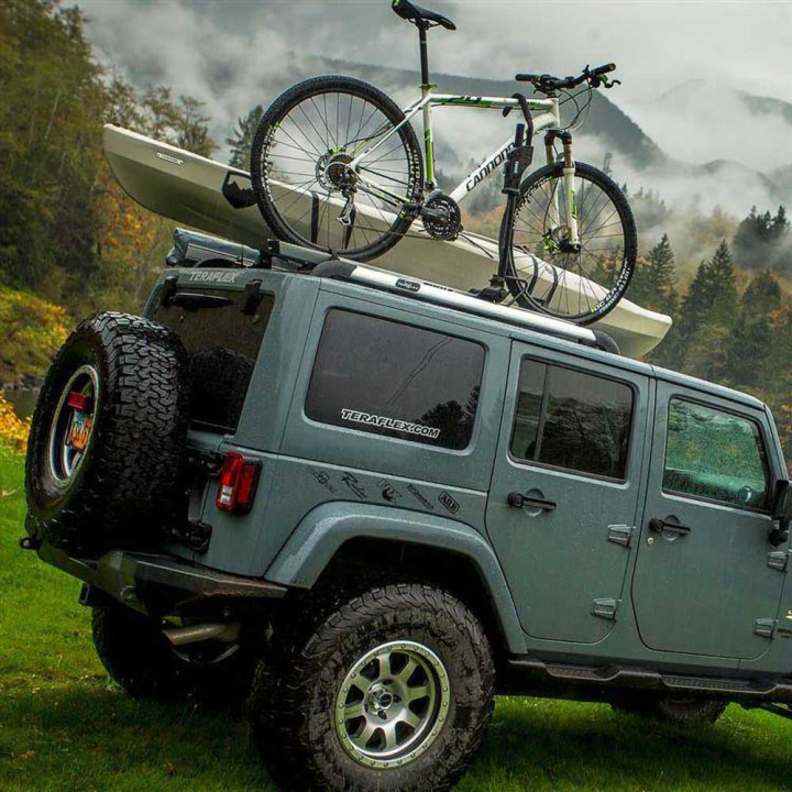 Kit Bară Principală pentru Portbagaj de Plafon Argintiu, TeraFlex Nebo, Jeep Wrangler 2007 - 2018 - EDK.ro
