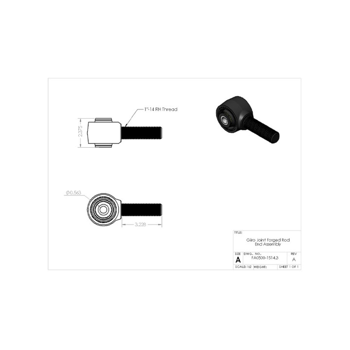 Capăt de Bară Forjat cu Giiro la Brațul de Control Superior Spate, Clayton Off Road 1 Inch-14, Jeep Wrangler 2007 - Prezent - ED