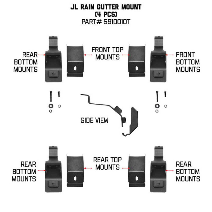 Kit de Montare pentru Jgheab de Rack SRM cu Capacitate de Până la 50 kg, Go Rhino, Jeep Wrangler 2007 - Prezent - EDK.ro