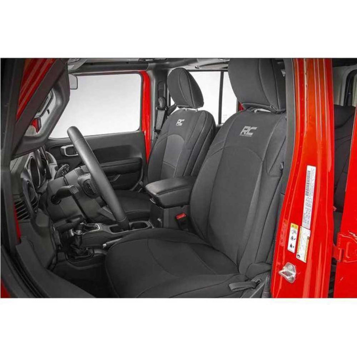 Set Huse Scaun Neopren Negru, Rough Country, Jeep Wrangler 2018 - Prezent - EDK.ro