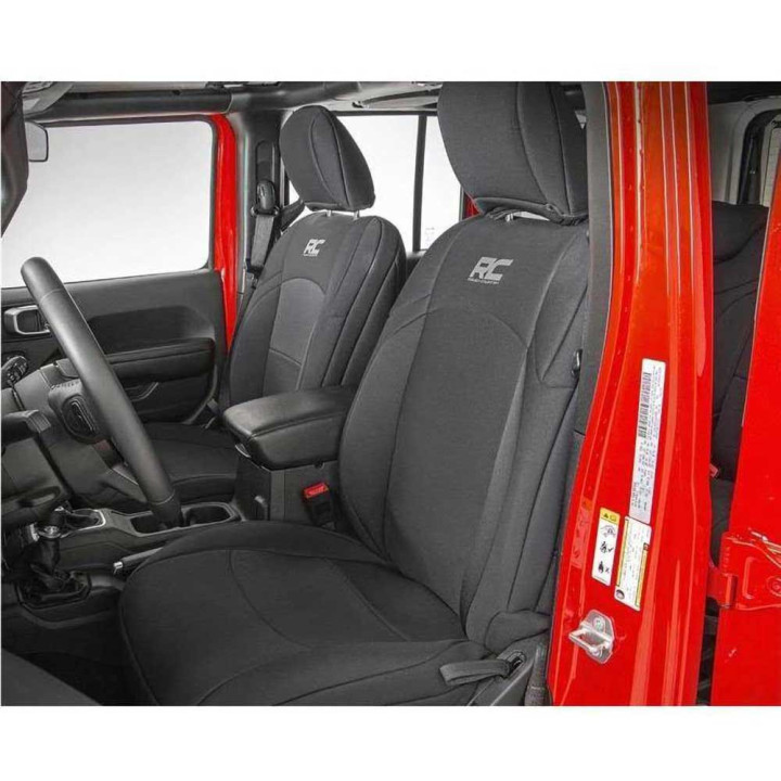 Seat Cover Set Neoprene Black, Rough Country, Jeep Wrangler 2018 - Present - EDK.ro
