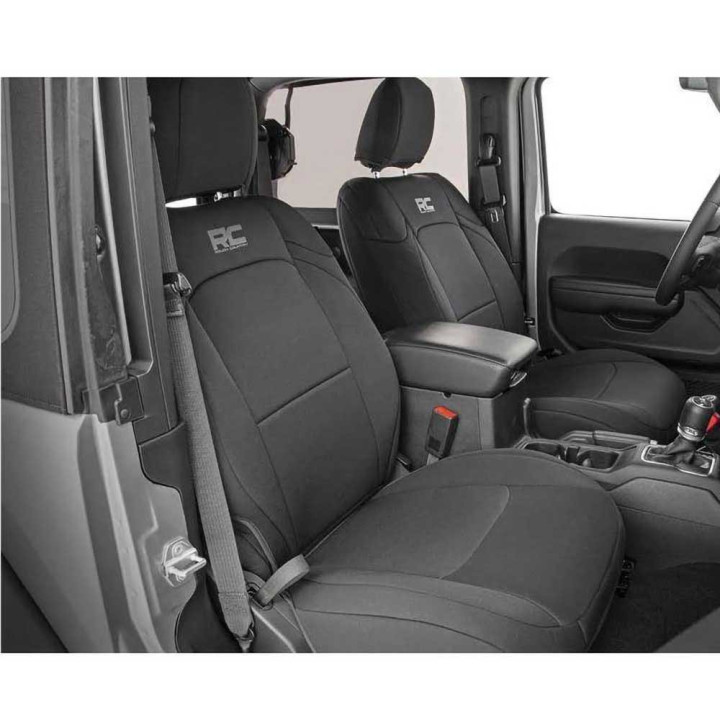 Seat Cover Set Neoprene Black, Rough Country, Jeep Wrangler 2018 - Present - EDK.ro