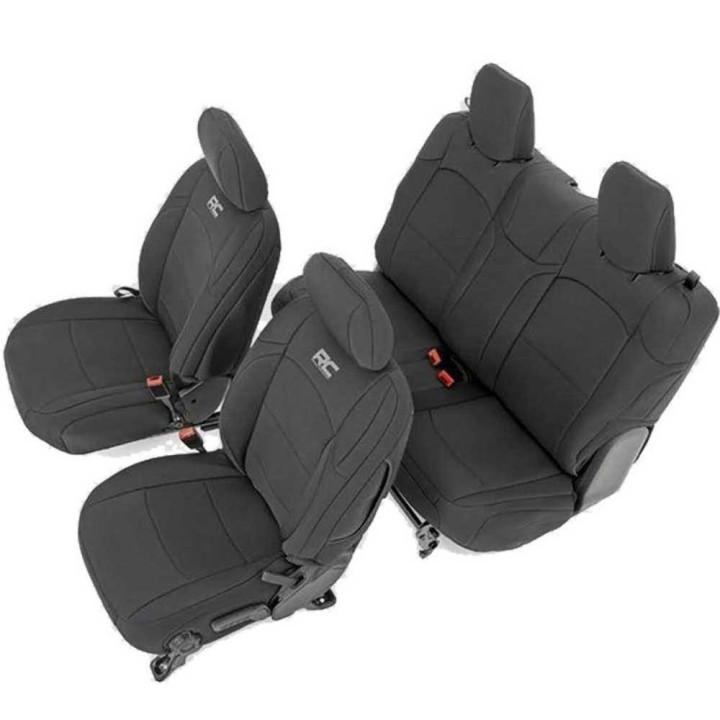 Set Huse Scaun Neopren Negru, Rough Country, Jeep Wrangler 2018 - Prezent - EDK.ro