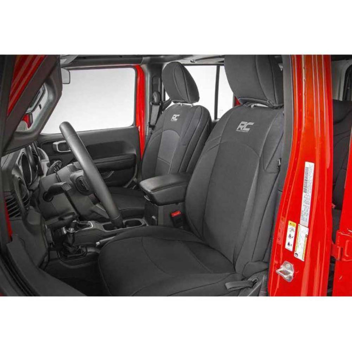 Set Huse Scaun Neopren Negru, Rough Country, Jeep Wrangler 2018 - Prezent - EDK.ro