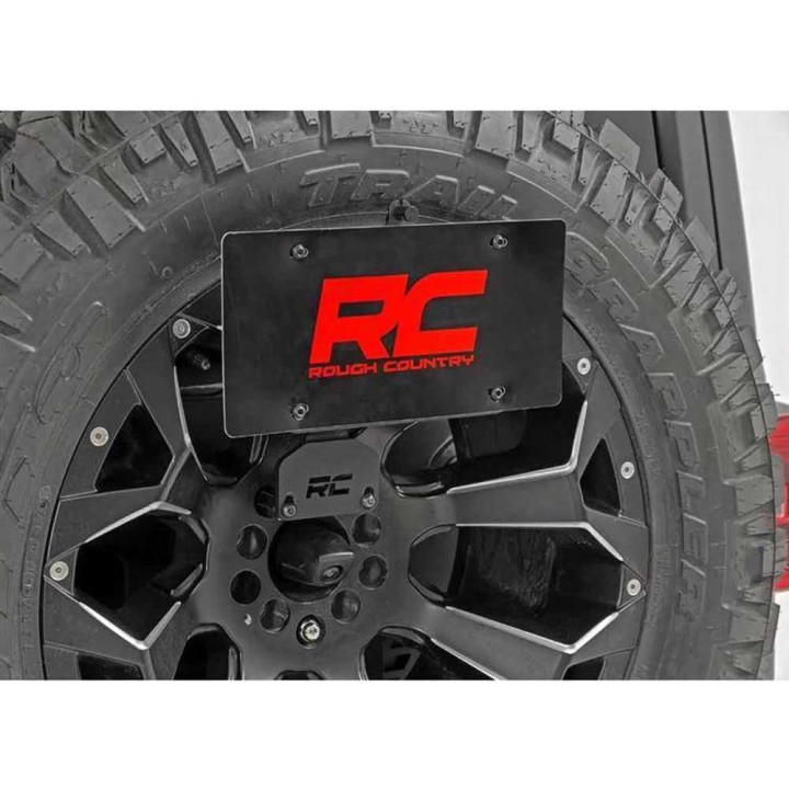 Adaptor de Relocare a Plăcuței de Înmatriculare cu Lumină LED, Rough Country, Jeep Wrangler 2018 - Prezent - EDK.ro