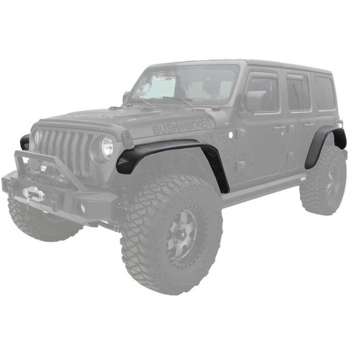 Front and Rear Fender Flares Standard Coverage, Bushwacker Flat Style, Jeep Wrangler 2018 - Present - EDK.ro