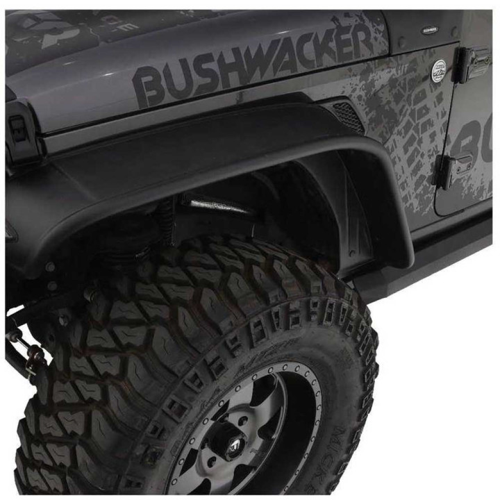 Front and Rear Fender Flares Standard Coverage, Bushwacker Flat Style, Jeep Wrangler 2018 - Present - EDK.ro