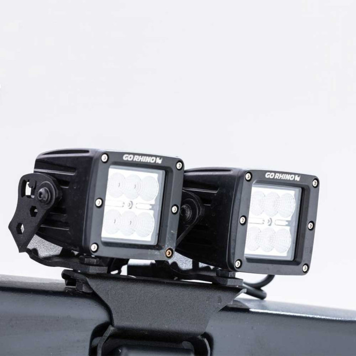 Kit de Integrare Proiectoare LED Omologate Pentru Hayon, Go Rhino Rear center hood light mounts for two 3x3" LED Cube lights, Je