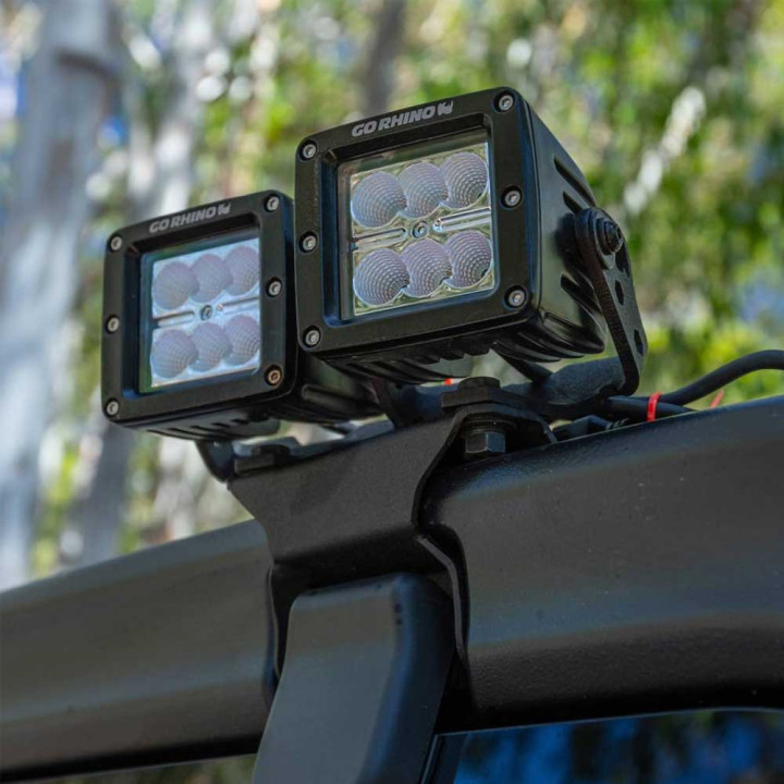 Kit de Integrare Proiectoare LED Omologate Pentru Hayon, Go Rhino Rear center hood light mounts for two 3x3" LED Cube lights, Je