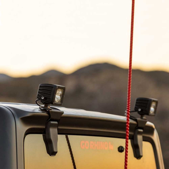 Kit de Integrare Proiectoare LED Omologate Pentru Hayon, Go Rhino Rear center hood light mounts for two 3x3" LED Cube lights, Je
