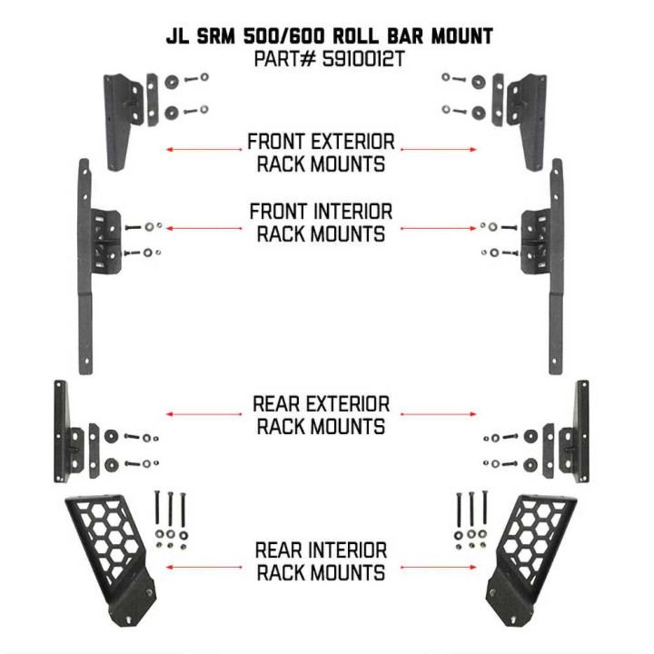 Mounting Kit for SRM Rack Factory Hard Top, Go Rhino, Jeep Wrangler 2018 - Present - EDK.ro