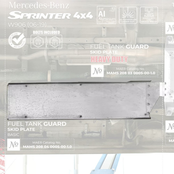 Placă de Protecție Rezervor de Combustibil din Aluminiu Rezistentă, MAER, Mercedes-Benz Sprinter 2006 - 2019 - EDK.ro
