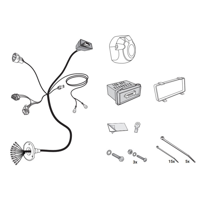 Hitch Receiver Wiring Harness 13 PIN, Hak-System, Mercedes-Benz X-Class / Nissan Navara 2015 - 2022 - EDK.ro